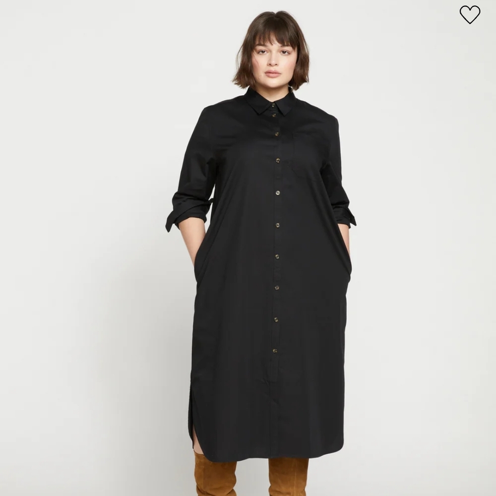 Universal Standard Odeon Stretch Poplin Shirt Dress Olive
